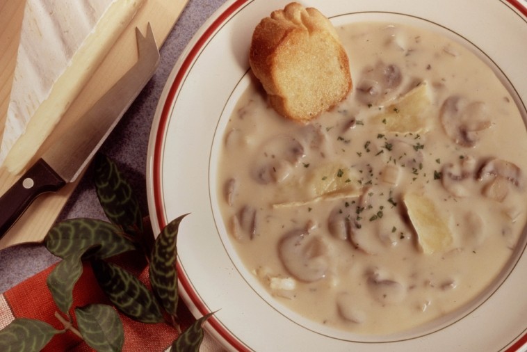creamy brie and fresh mushroom soup