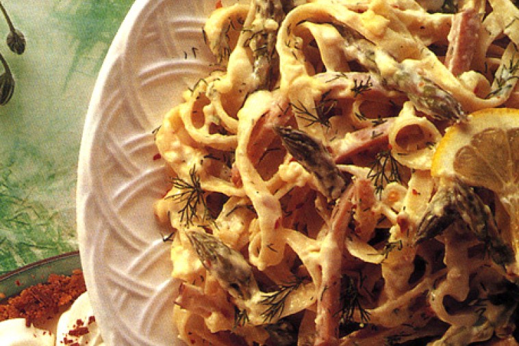 fettuccine with ham and asparagus