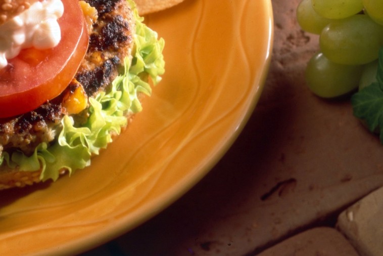 giant peachy cheddar burgers