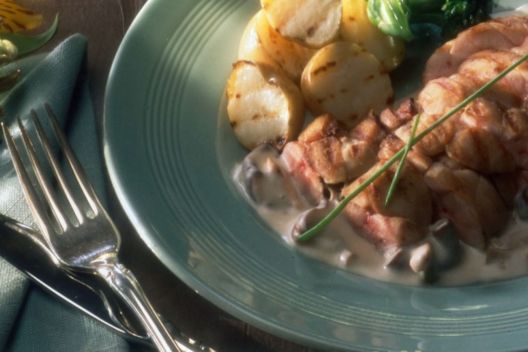 grilled sweetbreads with mushroom sauce