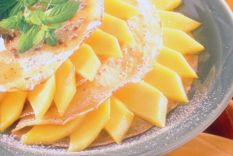mango and maple pumpkin crepes