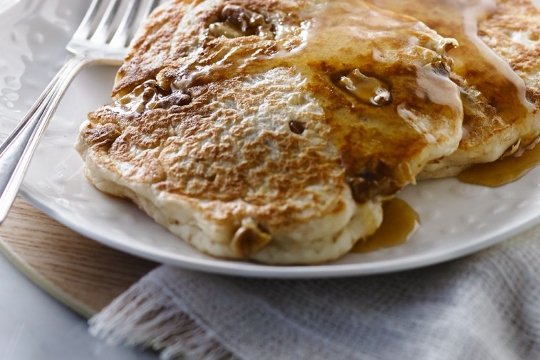 maple nut pancakes with hot buttery maple syrup