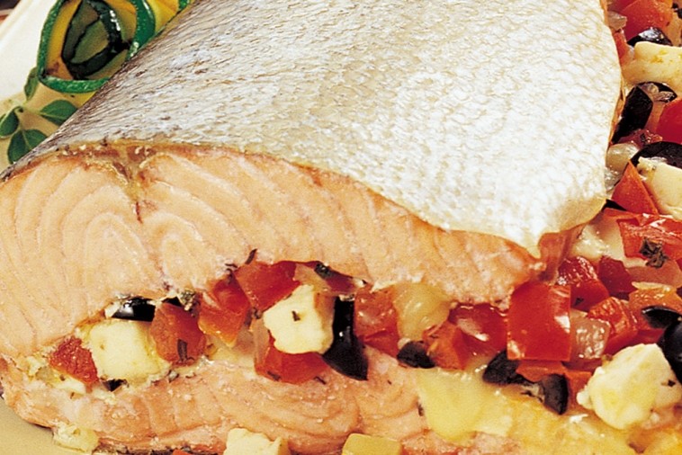 papillotes of salmon with greek stuffing
