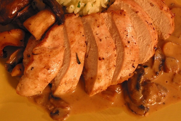 poultry breast with forestiere cheese sauce