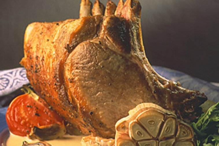 rack of pork with creamy garlic