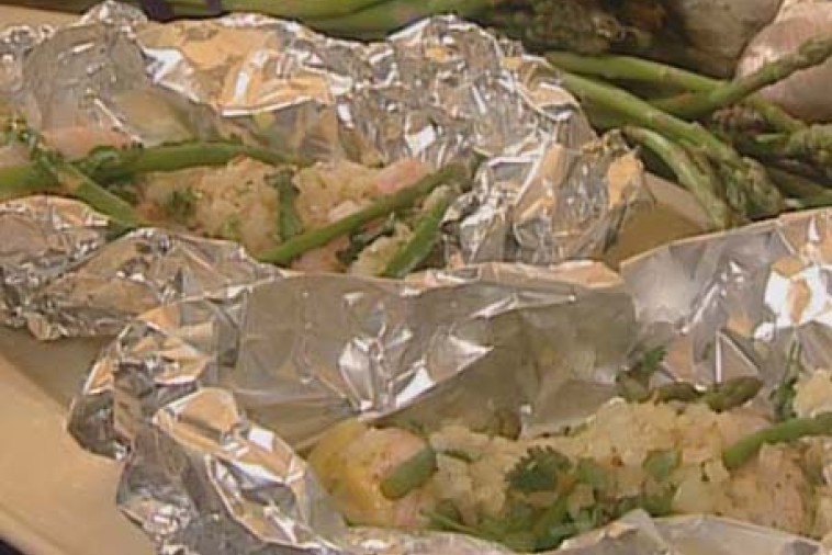 scampi with asparagus from the lanaudiere region