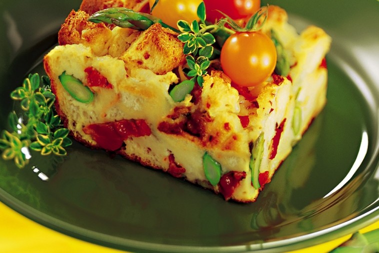spring frittata with asparagus and bacon