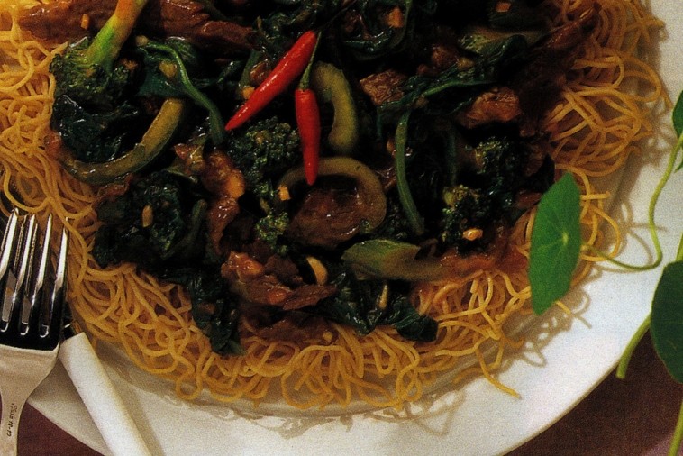 sweet and sour beef with greens