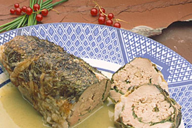 tenderloin stuffed with greens and chives