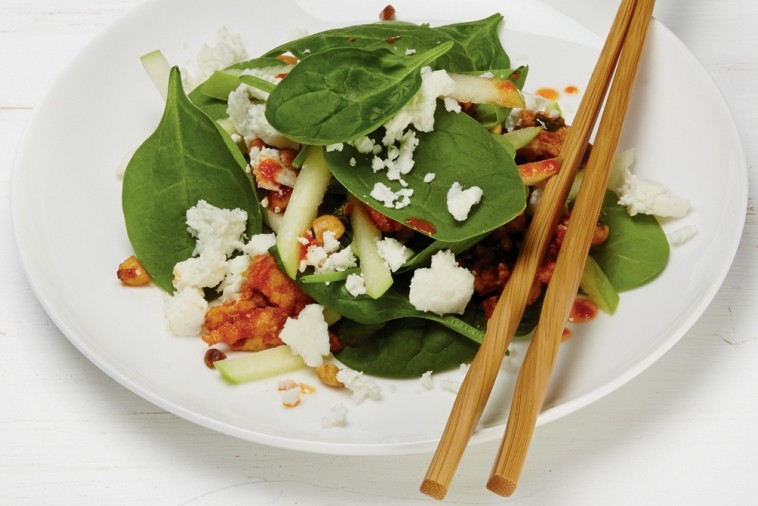 warm crispy asian salad with feta